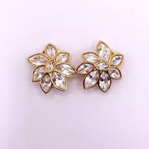 Swarovski Vintage Clip On Earrings Dazzling Crystals and Gold Tone